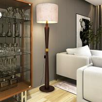 Luminária Imperial Tabaco Cúpula em Tecido Detalhe Em Dourado