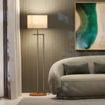 Luminária Indústrial De Chão Salone Champanhe Com Cúpula Palha Unidecor