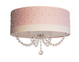 Luminária Infantil 40x15 Quarto Menina Pérolas Com Cristal Rosa