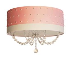 Luminária Infantil 50x15 Quarto Menina Pérolas Com Cristal Rosa bebê
