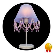 Luminária Infantil Abajur para Mesa de Cabeceira Decoração Quarto de Bebê Menina Pingentes Lilás 17x30cm Luminária Infantil Abajur para Mesa de Cabeceira Decoração Quarto de Bebê Menina Pingentes Lilás 17x30cm