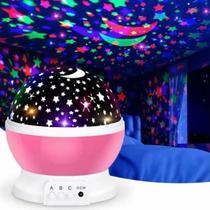Luminária Infantil Abajur Projetor Lua e Estrelas Giratória