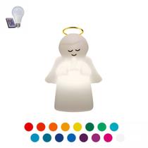 Luminária Infantil Anjo Guarda Decorfun com Lâmpada LED RGB 16 cores Abajur Decoração Anjinho Bebê