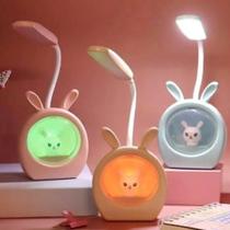 Luminária infantil de mesa led formato de bichinhos portátil