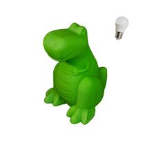 Luminária Infantil Dinossauro Verde Usare com Lâmpada LED Decoração Abajur Quarto Presente Menino