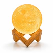 Luminária Infantil Luminária Lua LED Luz Quente Amarela 15cm com Suporte Decoração Quarto Bebê e Criança
