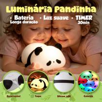 Luminária Infantil Panda Fofa Led Silicone Usb Recarregável Luminária Infantil Panda Fofa Led Silicone Usb Recarregável