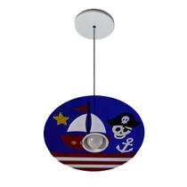 Luminária Infantil Pendente Navio Pirata Barco Menino A LED Quarto Teto Lustre Decoração Marítimo