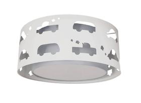 Luminária Infantil Plafon Carrinhos Cinza 50x16