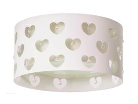 Luminária infantil plafon corações c/ cristais branco 30x16