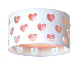 Luminária infantil plafon corações c/ cristais rosa 30x16 Luminária infantil plafon corações c/ cristais rosa 30x16