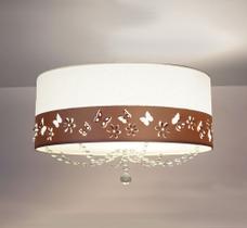 Luminária Infantil Plafon Faixa flores e Borboletas 30x15 Branco