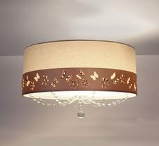 Luminária Infantil Plafon Faixa flores e Borboletas 30x15 Cru