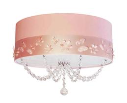 Luminária Infantil Plafon Faixa Flores E Borboletas Rosa 50