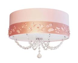 Luminária infantil plafon flores e borboletas 40cm com cristais