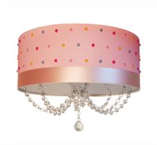 Luminária Infantil Plafon Pérolas Coloridas 30x15 Rosa