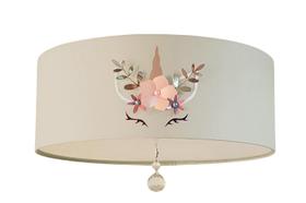 Luminária Infantil Quarto Menina Unicórnio C/Cristal Cinza Luminária Infantil Quarto Menina Unicórnio C/Cristal Cinza