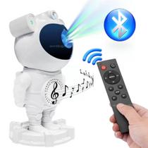 Luminaria Infantil Robô Astronauta Projetor De Galáxias Com Bluetooth Musical