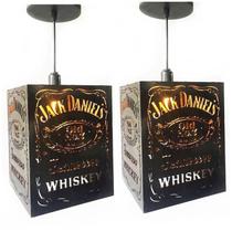 Luminária Jack Daniels Decorativa Preta Madeira Mdf