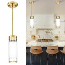 Luminária JAZAVA PL107BG Pingente de vidro fosco dourado