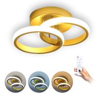 Luminária Lampada De Teto e arandela dourado Led Plafon Cor 3 Em 1 Moderno Bivolt Sobrepor 3 Cores de luz e ajuste de cor regulavel e controle remoto