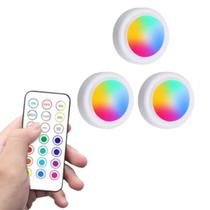 Luminária Lampada LED Kit 3 Spots Controle Remoto RGB