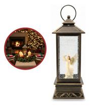Luminária Lamparina Musical Led Natal Retangular Lampião Anjo Branco