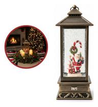 Luminária Lamparina Musical Led Natal Retangular Lampião Papai Noel Candy