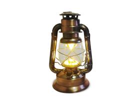Luminária Lampião de Cobre Com Luz de LED de Alto Brilho Controle de Intensidade a 3 Pilhas Tipo D