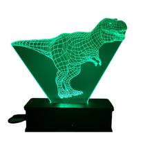 Luminária Led, 16 cores, Abajur, 3D, T Rex, Decoração, Dinossauro, Tiranossauro