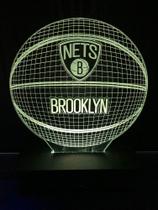 Luminária Led, 16 Cores, Brooklyn Nets, Basquete, Bola, Time, Decoração