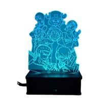 Luminária Led 16 cores, One Piece, Luffy, Sanji, Roronoa Zoro, Usopp, Tony Tony Chopper, Nico Robin