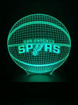 Luminária Led 16 Cores, San Antonio Spurs, Basquete, Jogo, Decoração