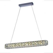 Luminaria Led 18W Cristal Pendente Moderno de Teto Tokyo Strip Lustre Retangular 4000K Para Sala