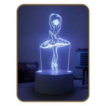 Luminária Led 3d 16 Cores Bailarina Decoração Balé