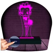 Luminária Led 3D Abajur Betty Boop 3 Presente Criativo Decoração