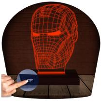 Luminária Led 3D Abajur Homem de Ferro Capacete