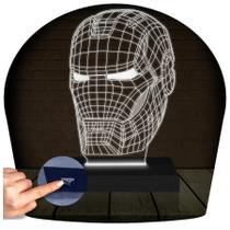 Luminária Led 3D Abajur Homem de Ferro Capacete - 3D Fantasy