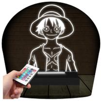 Luminária Led 3D Abajur Luffy One Piece