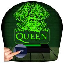 Luminária Led 3D Abajur Queen Rock Banda