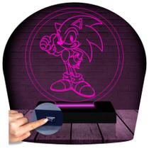 Luminária Led 3D Abajur Sonic Game Geek Jogo - 3D Fantasy