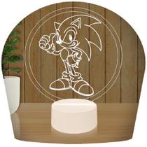 Luminária Led 3D Abajur Sonic Game Geek Jogo Presente Criativo Decoração