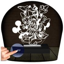 Luminária Led 3D Abajur Turma do Mickey Minnie Pateta