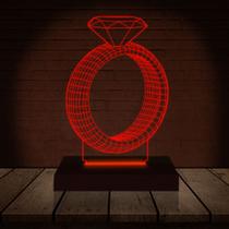 Luminária Led 3d Anel Aliança Abajur Presente Criativo Decoração