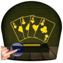 Luminária Led 3d Baralho Cartas Poker Abajur