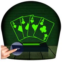 Luminária Led 3d Baralho Cartas Poker Abajur