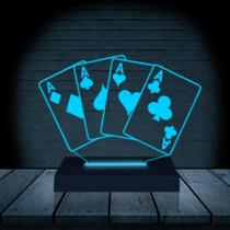 Luminária Led 3D Baralho Cartas Poker Abajur Presente Criativo Decoração