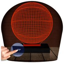 Luminária Led 3d Bola Basquete Abajur