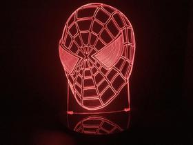 Luminária Led 3d Cabeça Homem Aranha Acrílico Abajur