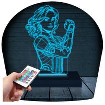 Luminária Led 3d Capitã Marvel Heroi Abajur Presente Criativo Decoração